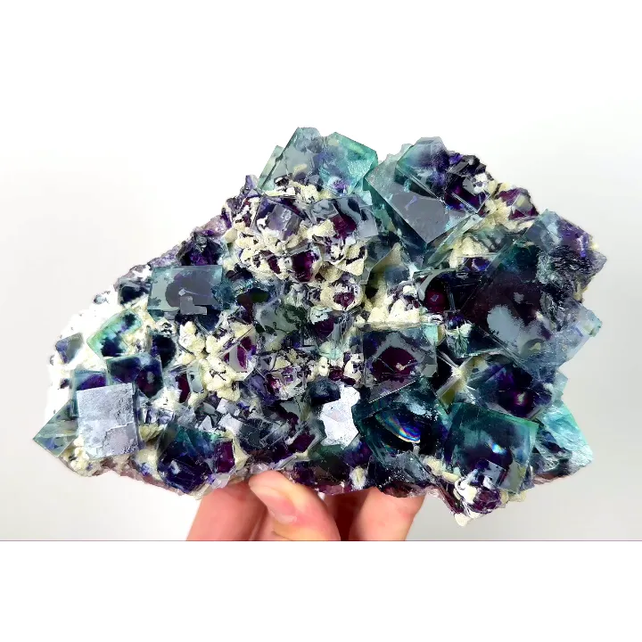 Natural Green Purple Phantom Fluorite, Mineral Specimen: Yindu,Inner Mongolia (160*110*65MM) image
