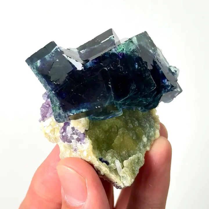 Natural Green Purple Phantom Fluorite, Mineral Specimen: Yindu,Inner Mongolia (60*55*35MM) image