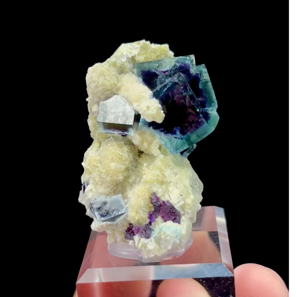 Natural Green Purple Phantom Fluorite Mineral Specimen,High Quality Specimen,YINDU,INNER MONGOLIA,CHINA(26*23*37mm) image