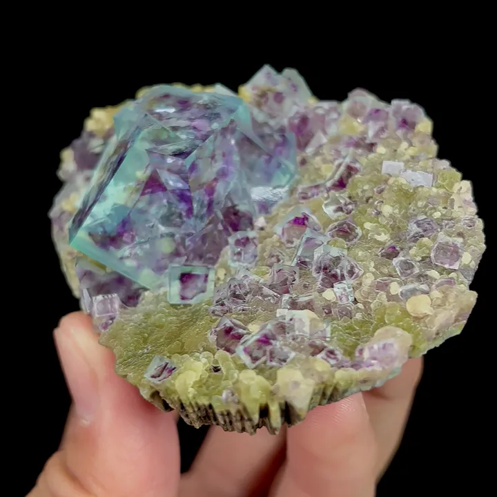 Natural Green Purple Phantom Fluorite, Mineral Specimen:Inner Mongolia,China (75*60*35MM) - image 3