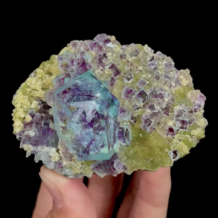 Natural Green Purple Phantom Fluorite, Mineral Specimen:Inner Mongolia,China (75*60*35MM) image