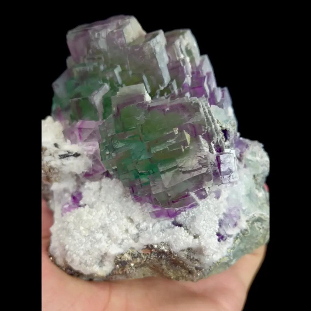 Natural Green Purple Phantom Fluorite, Mineral Specimen:Yaogangxian,Hunan (105*110*80MM) image