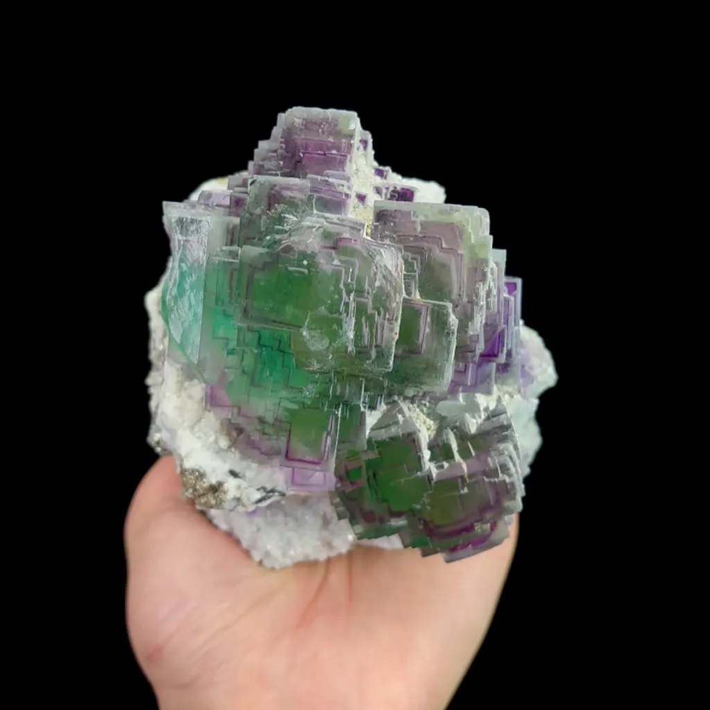 Natural Green Purple Phantom Fluorite, Mineral Specimen:Yaogangxian,Hunan (105*110*80MM) - image 5