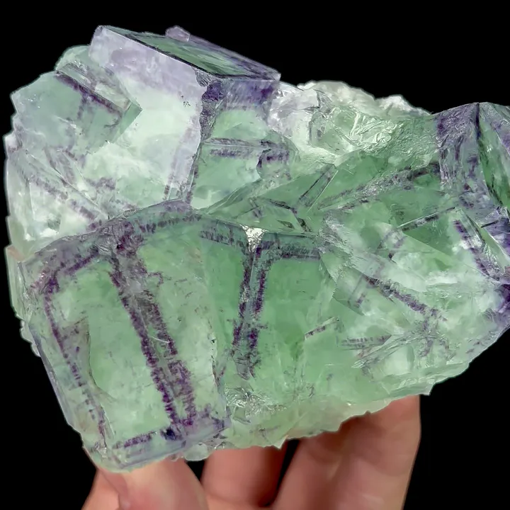 Natural Green Purple Phantom Fluorite, Mineral Specimen:Zhejiang,China (100*70*55MM) - image 3