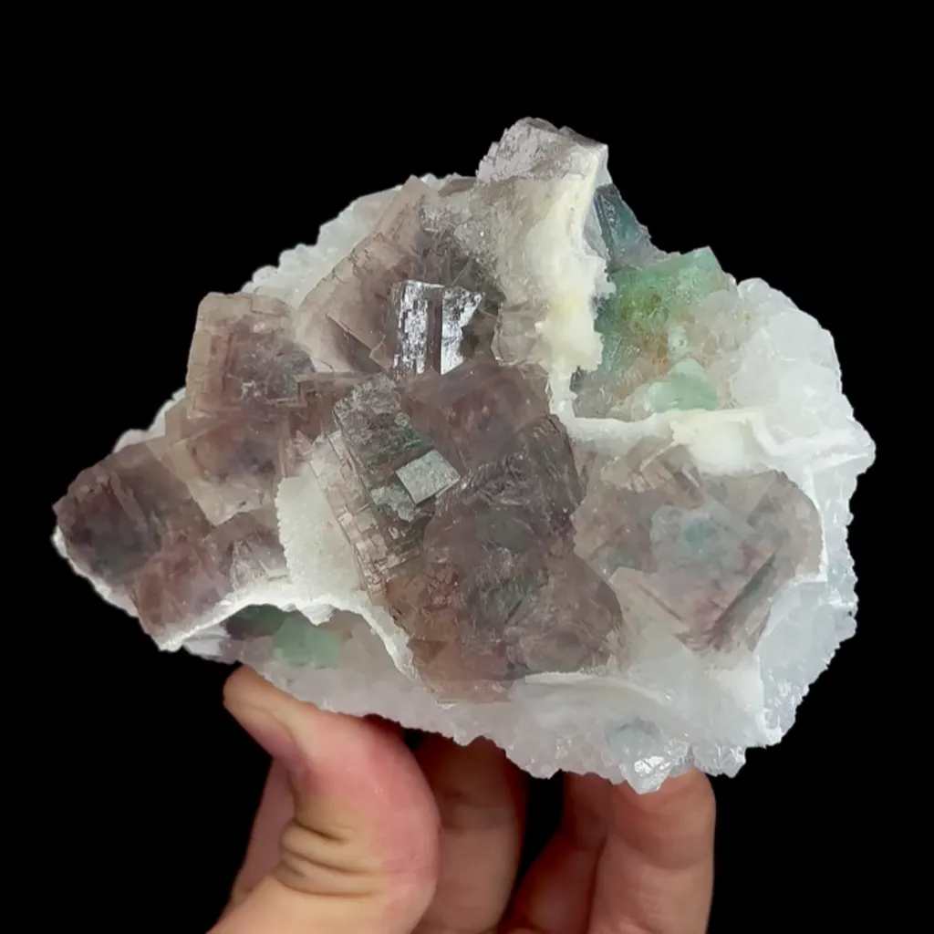 Natural Green Purple Phantom Fluorite, Mineral Specimen:Zhejiang,China (100*75*40MM) image
