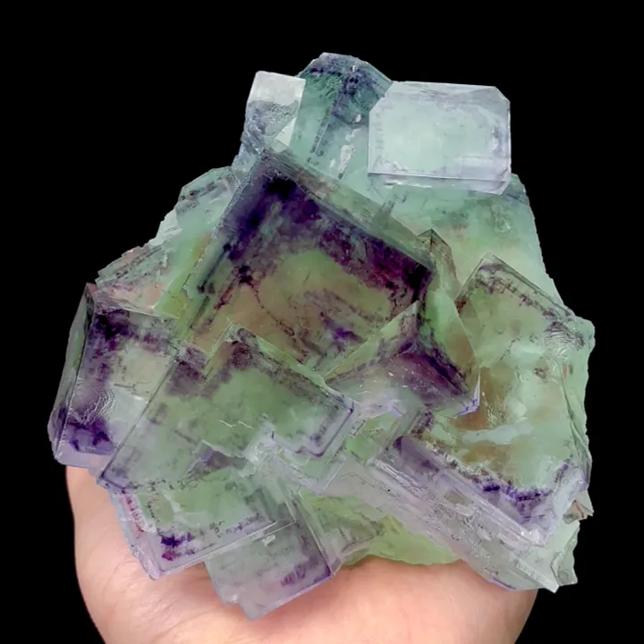 Natural Green Purple Phantom Fluorite, Mineral Specimen:Zhejiang,China (105*105*55MM) image