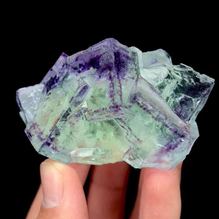 Natural Green Purple Phantom Fluorite, Mineral Specimen:Zhejiang,China (65*45*30MM) image