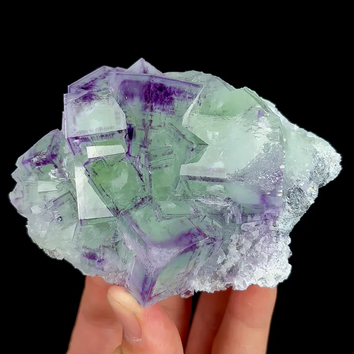 Natural Green Purple Phantom Fluorite, Mineral Specimen:Zhejiang,China (95*75*40MM) image