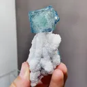 Natural Green QR Code Fluorite and Quartz coexist comes from Fujian,China 27*30*80MM - image 1