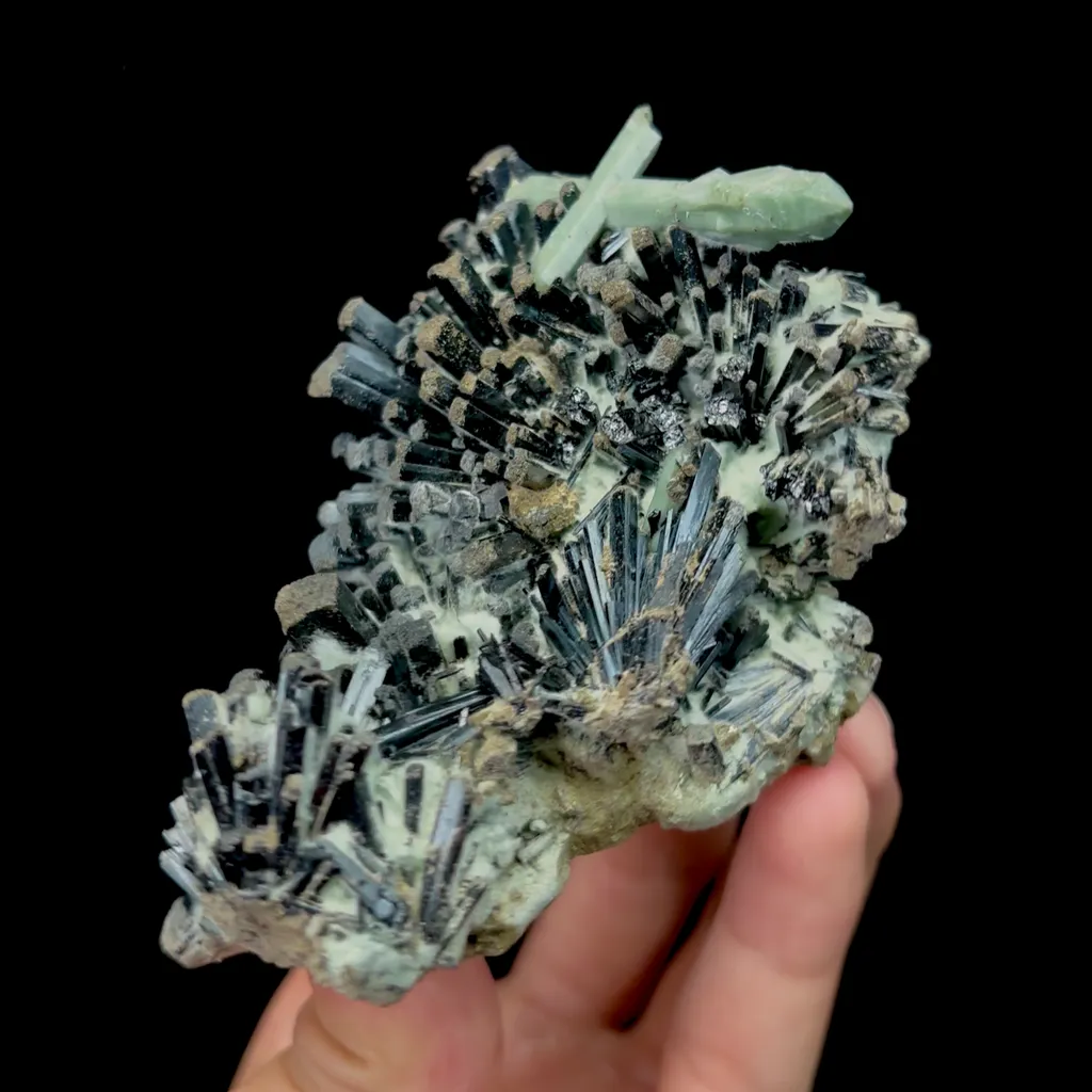 Natural Green Quartz and Black Tourmaline Mineral Specimen,High Quality Specimen,HUANGGANG LIANG,INNER MONGOLIA,CHINA(70*70*80mm) - image 2