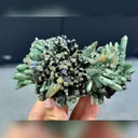 Natural Green Quartz and Hedenbergite symbiosis comes from Inner Mongolia,China 115*70*50MM - image 2