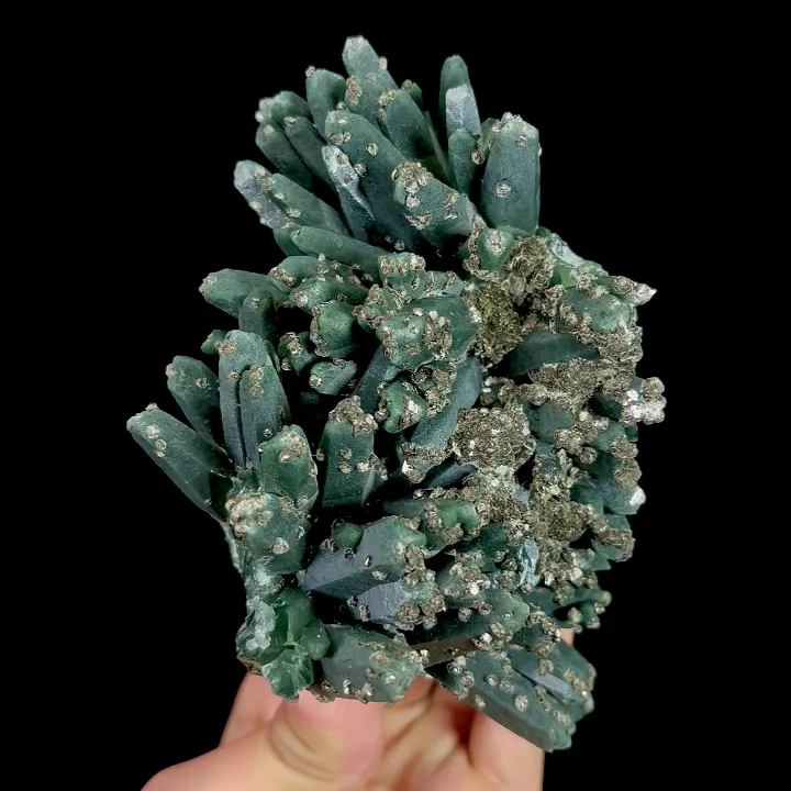 Natural Green Quartz Cluster and Pyrite, Mineral Specimen: Inner Mongolia,China (85*98*115MM) image