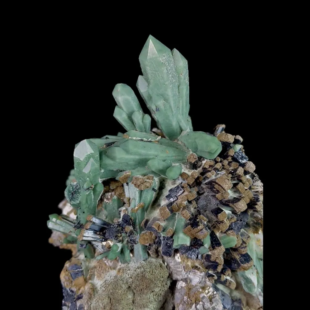 Natural Green Quartz Cluster, Hedenbergite and Magnetite, Mineral Specimen: Inner Mongolia,China (90*75*95MM) - image 3