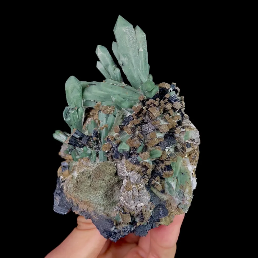 Natural Green Quartz Cluster, Hedenbergite and Magnetite, Mineral Specimen: Inner Mongolia,China (90*75*95MM) - image 7