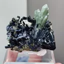 Natural Green Quartz Tower coexist with Wolframite comes from Inner Mongolia,China 45*30*45MM - image 1
