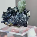 Natural Green Quartz Tower coexist with Wolframite comes from Inner Mongolia,China 45*30*45MM - image 2