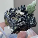 Natural Green Quartz Tower coexist with Wolframite comes from Inner Mongolia,China 45*30*45MM - image 3