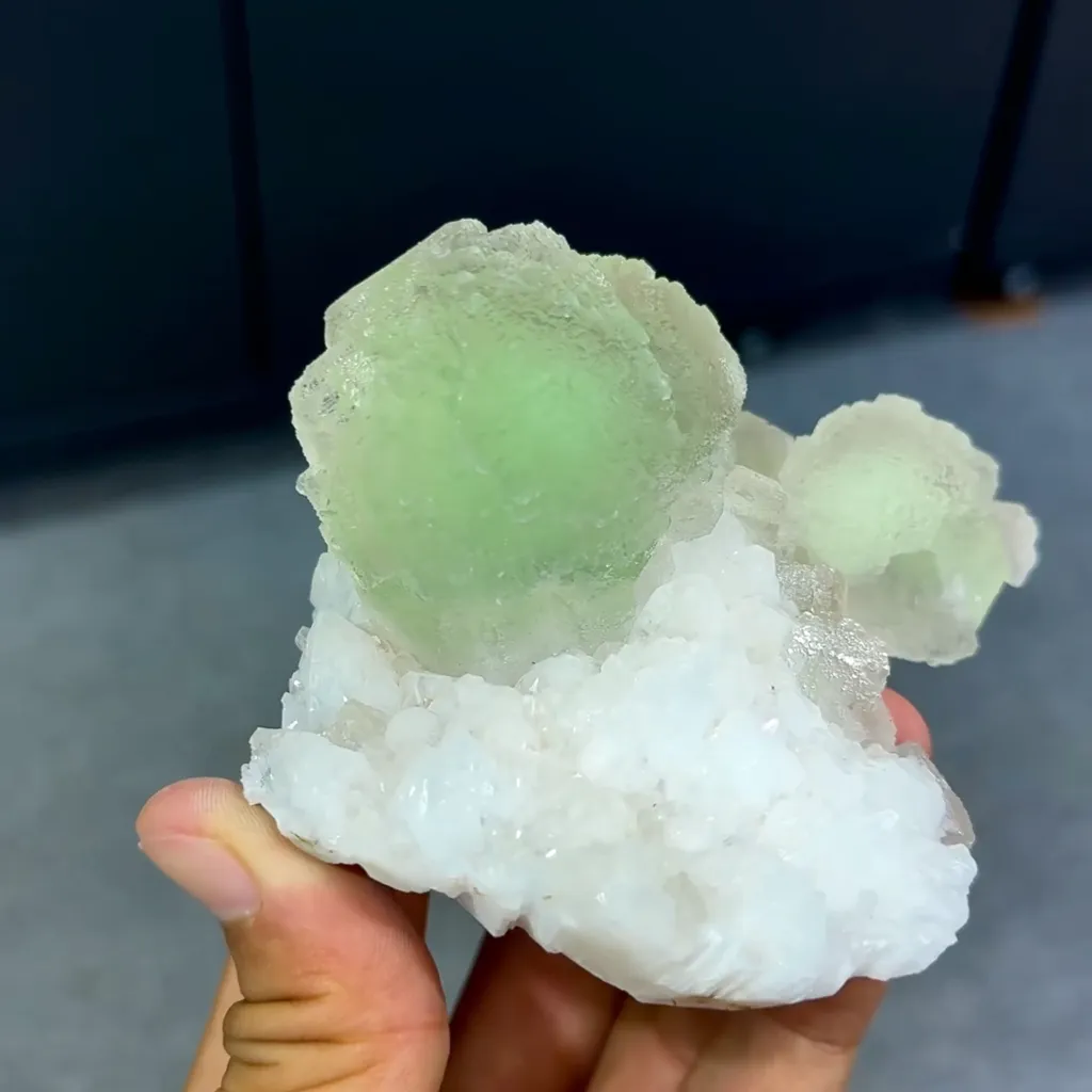 Natural Green Spherical Fluorite comes from Jiangxi,China 100*85*70MM image