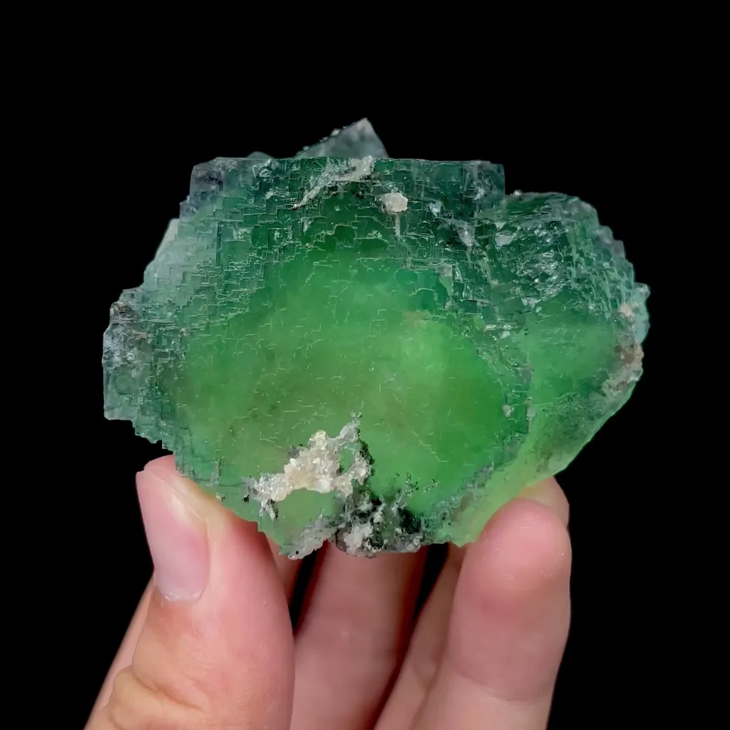 Natural Green Stepped Fluorite Mineral Specimen,High Quality Specimen,YAO GANG XIAN,HUNAN,CHINA(64*55*40mm) image