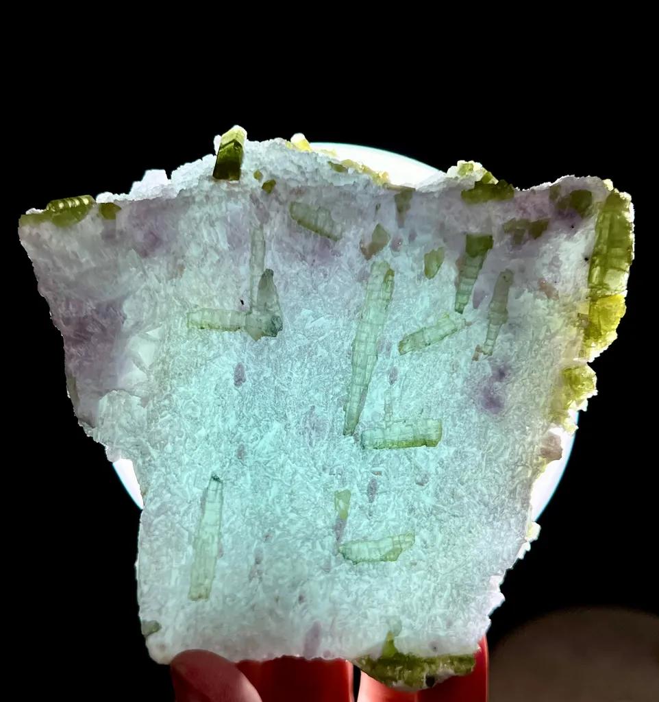Natural Green Tourmaline On Feldspar From Pakistan image