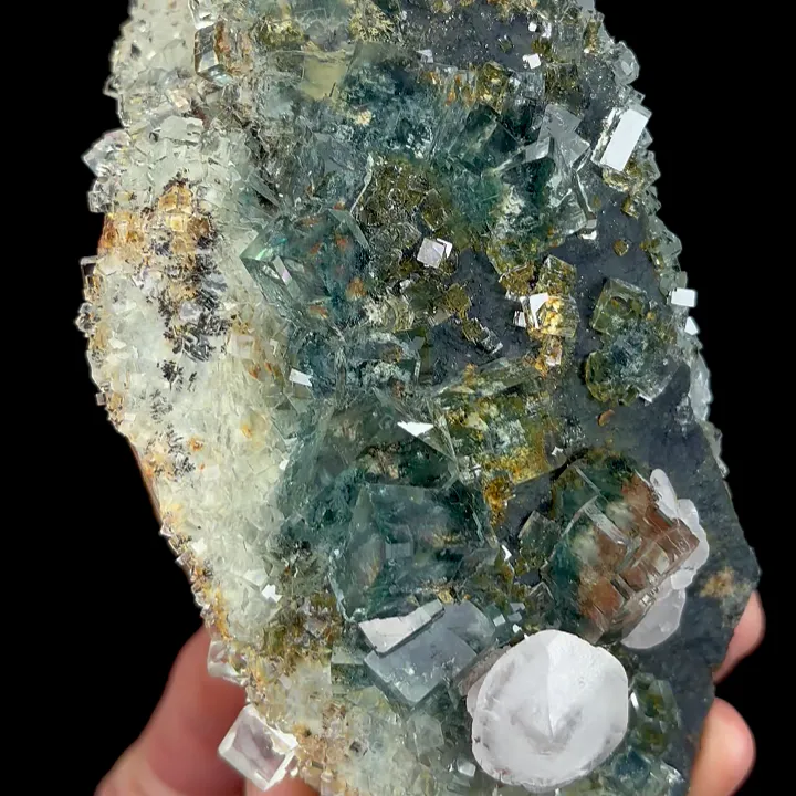 Natural Green Transparent Cubic Fluorite and Calcite, Mineral Specimen:Zhejiang,China (70*180*50MM) image