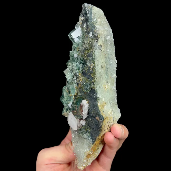 Natural Green Transparent Cubic Fluorite and Calcite, Mineral Specimen:Zhejiang,China (70*180*50MM) - image 3