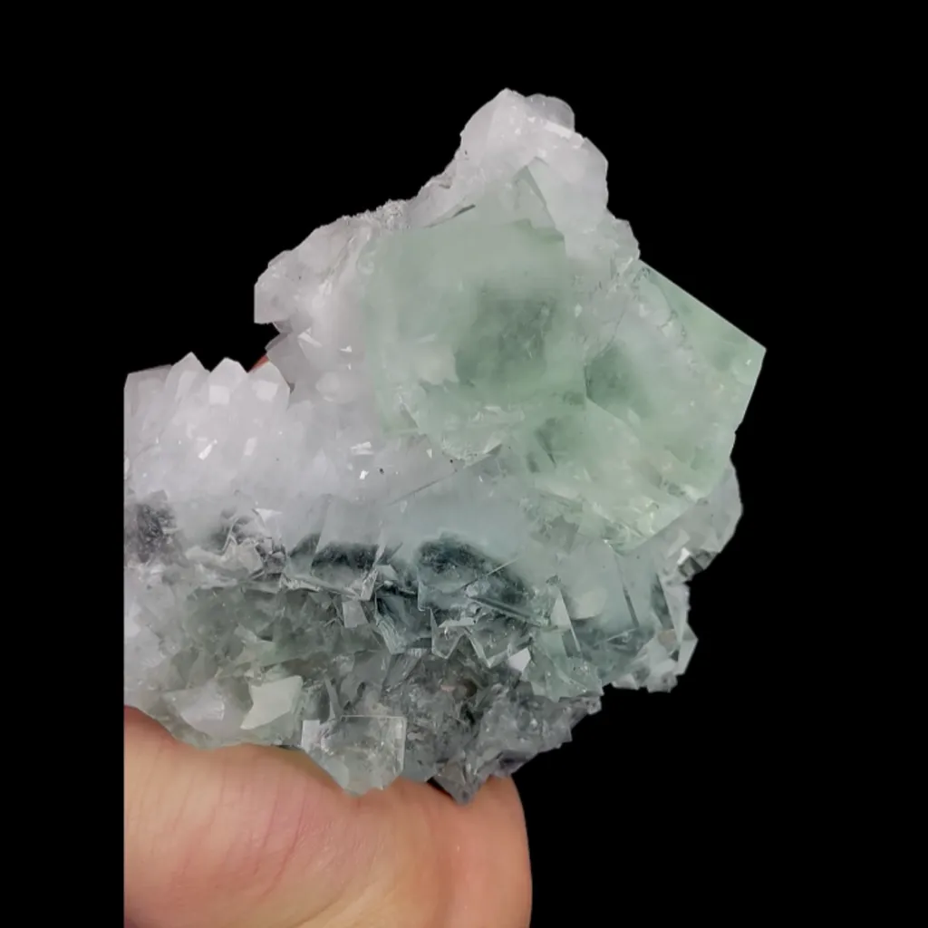 Natural Green Transparent Cubic Fluorite and Clear Quartz Cluster, Mineral Specimen:Zhejiang,China (120*125*80MM) - image 2