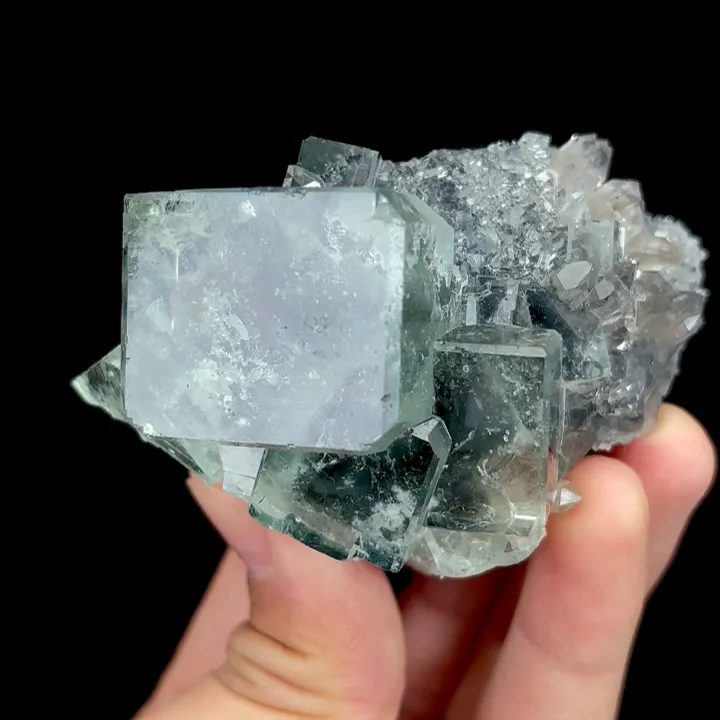 Natural Green Transparent Cubic Fluorite and Quartz Cluster, Mineral Specimen:Zhejiang,China (50*50*65MM) - image 2