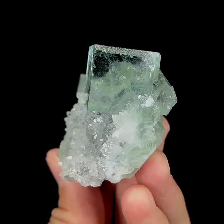 Natural Green Transparent Cubic Fluorite and Quartz Cluster, Mineral Specimen:Zhejiang,China (70*50*40MM) - image 3