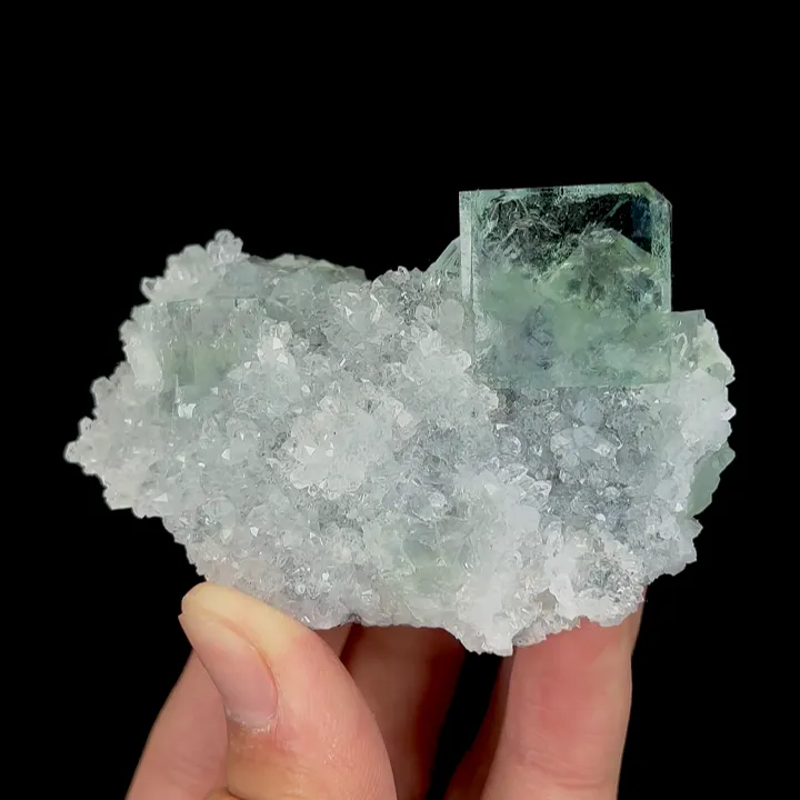 Natural Green Transparent Cubic Fluorite and Quartz Cluster, Mineral Specimen:Zhejiang,China (70*50*40MM) - image 4