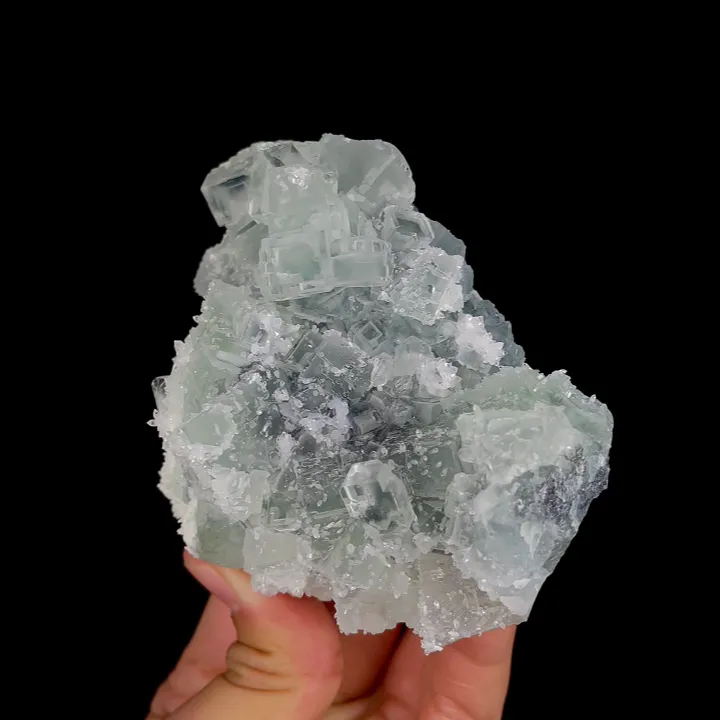 Natural Green Transparent Cubic Fluorite and Quartz, Mineral Specimen:Xianghualing,Hunan (100*75*50MM) - image 2