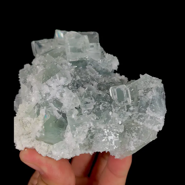 Natural Green Transparent Cubic Fluorite and Quartz, Mineral Specimen:Xianghualing,Hunan (100*75*50MM) - image 3