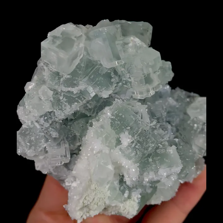Natural Green Transparent Cubic Fluorite and Quartz, Mineral Specimen:Xianghualing,Hunan (100*75*50MM) - image 5