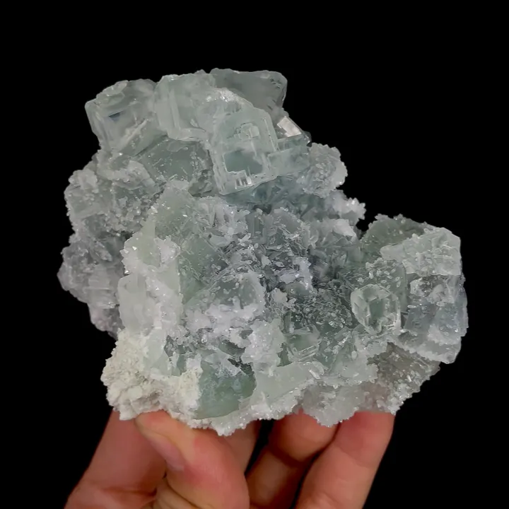 Natural Green Transparent Cubic Fluorite and Quartz, Mineral Specimen:Xianghualing,Hunan (100*75*50MM) - image 6