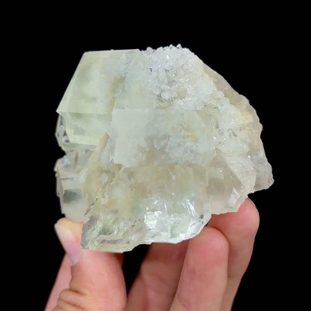 Natural Green Transparent Cubic Fluorite and Quartz, Mineral Specimen:Xianghualing,Hunan (70*70*45MM) - image 3