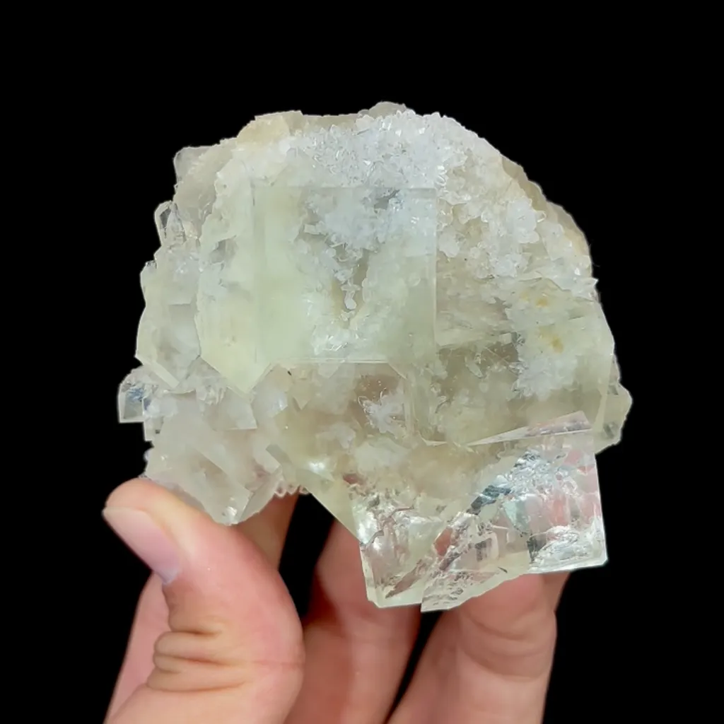 Natural Green Transparent Cubic Fluorite and Quartz, Mineral Specimen:Xianghualing,Hunan (70*70*45MM) - image 4