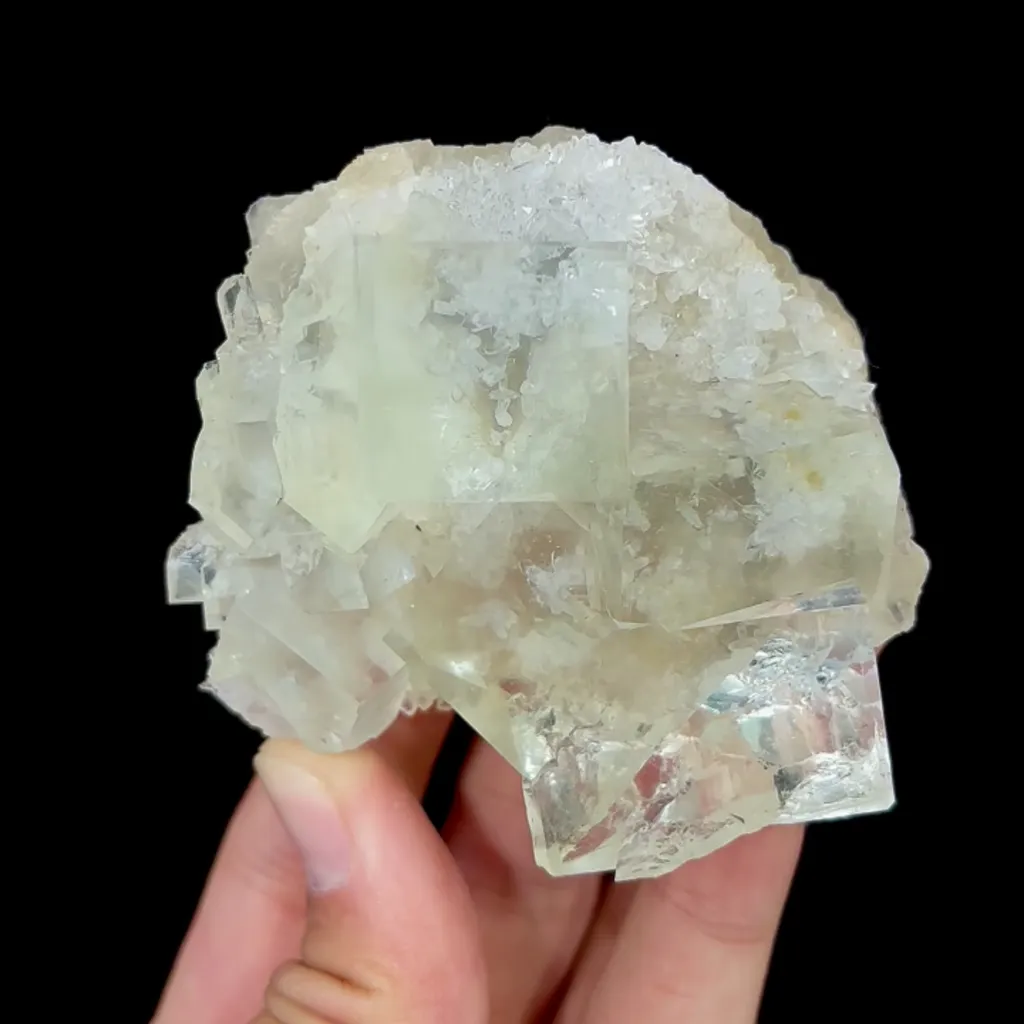 Natural Green Transparent Cubic Fluorite and Quartz, Mineral Specimen:Xianghualing,Hunan (70*70*45MM) - image 2