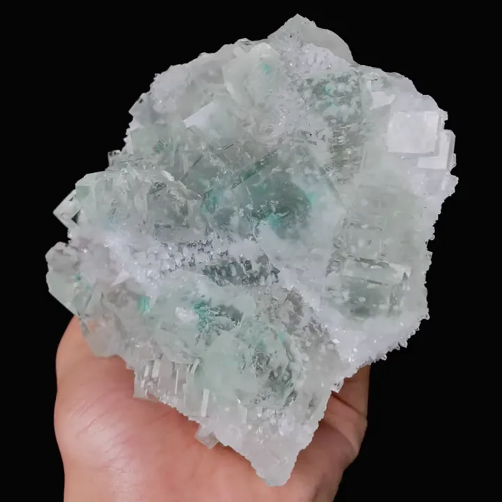 Natural Green Transparent Cubic Fluorite and Quartz, Mineral Specimen:Zhejiang,China (135*130*70MM) image