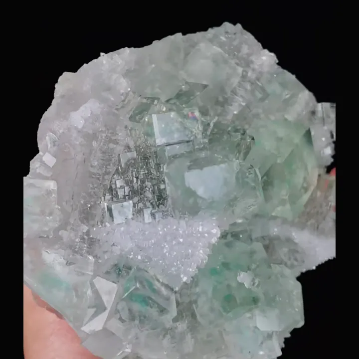 Natural Green Transparent Cubic Fluorite and Quartz, Mineral Specimen:Zhejiang,China (135*130*70MM) - image 4