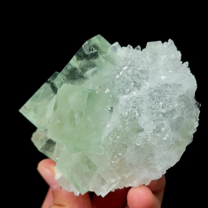 Natural Green Transparent Cubic Fluorite and Quartz, Mineral Specimen:Zhejiang,China (80*75*45MM) - image 4
