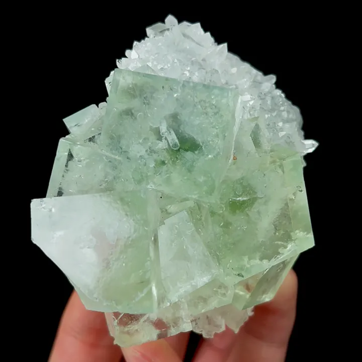 Natural Green Transparent Cubic Fluorite and Quartz, Mineral Specimen:Zhejiang,China (80*75*45MM) - image 3