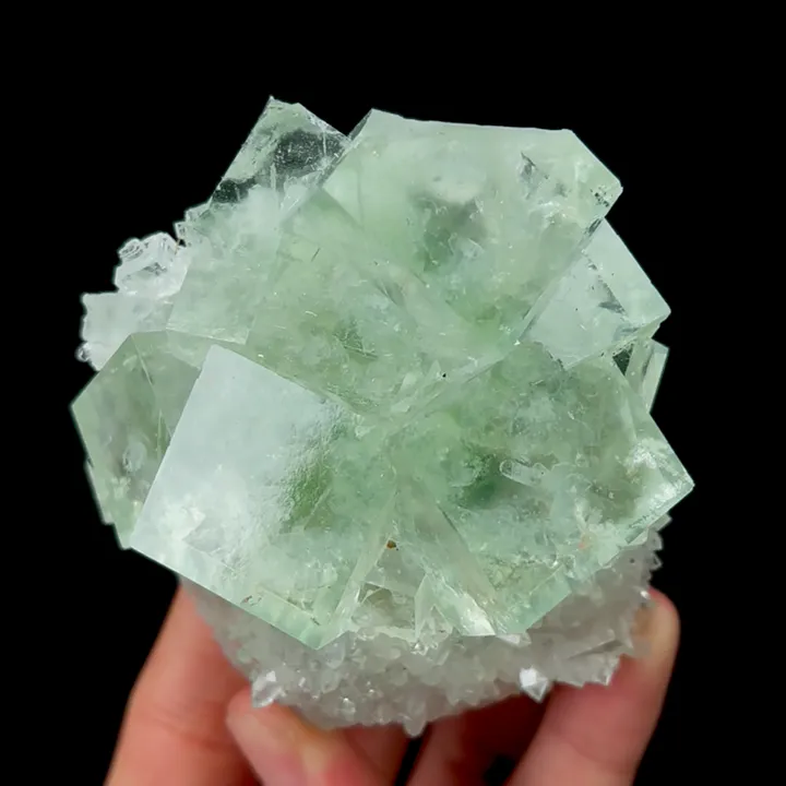 Natural Green Transparent Cubic Fluorite and Quartz, Mineral Specimen:Zhejiang,China (80*75*45MM) - image 5