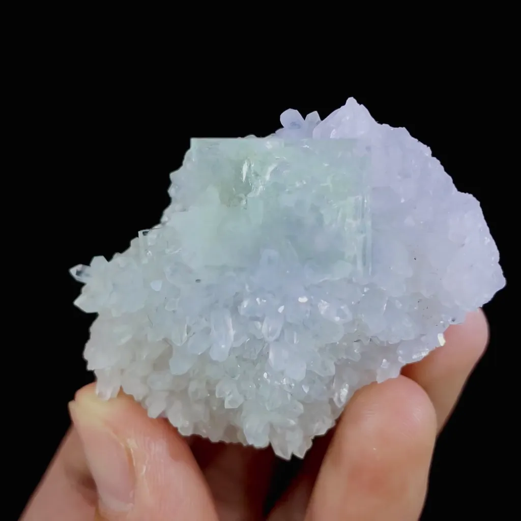 Natural Green Transparent Cubic Fluorite and Quartz Symbiosis comes from Zhejiang,China 40*50*30MM image