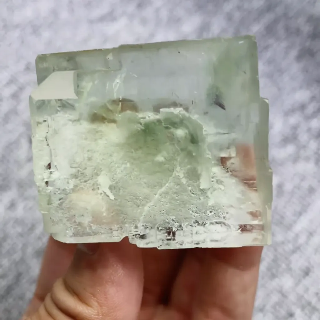 Natural Green Transparent Cubic Fluorite comes from Xianghualing,Hunan 45*40*35MM image