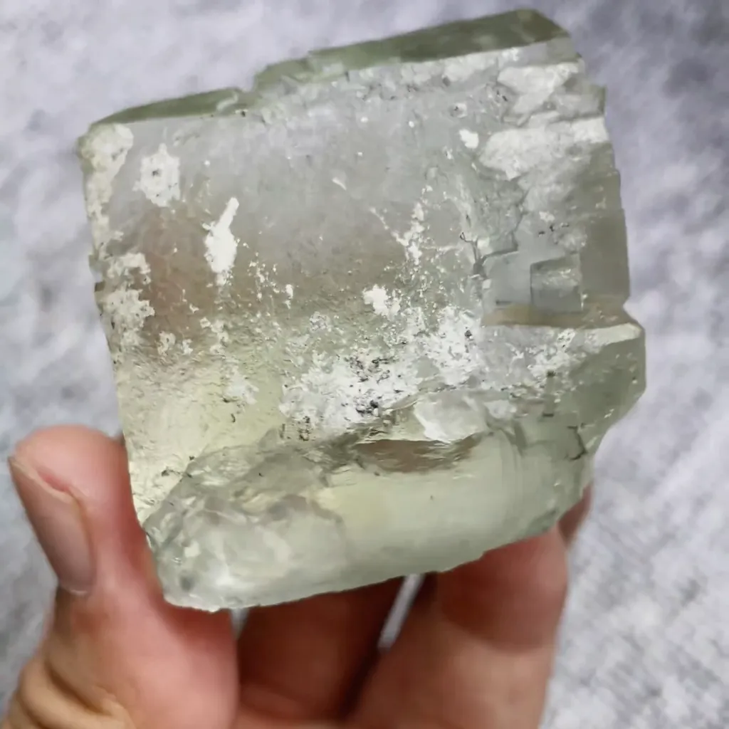 Natural Green Transparent Cubic Fluorite comes from Xianghualing,Hunan 45*40*35MM - image 5