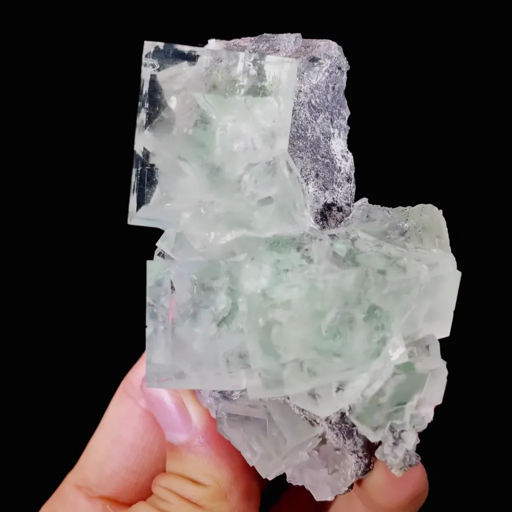 Natural Green Transparent Cubic Fluorite comes from Xianghualing,Hunan 90*50*65MM - image 2