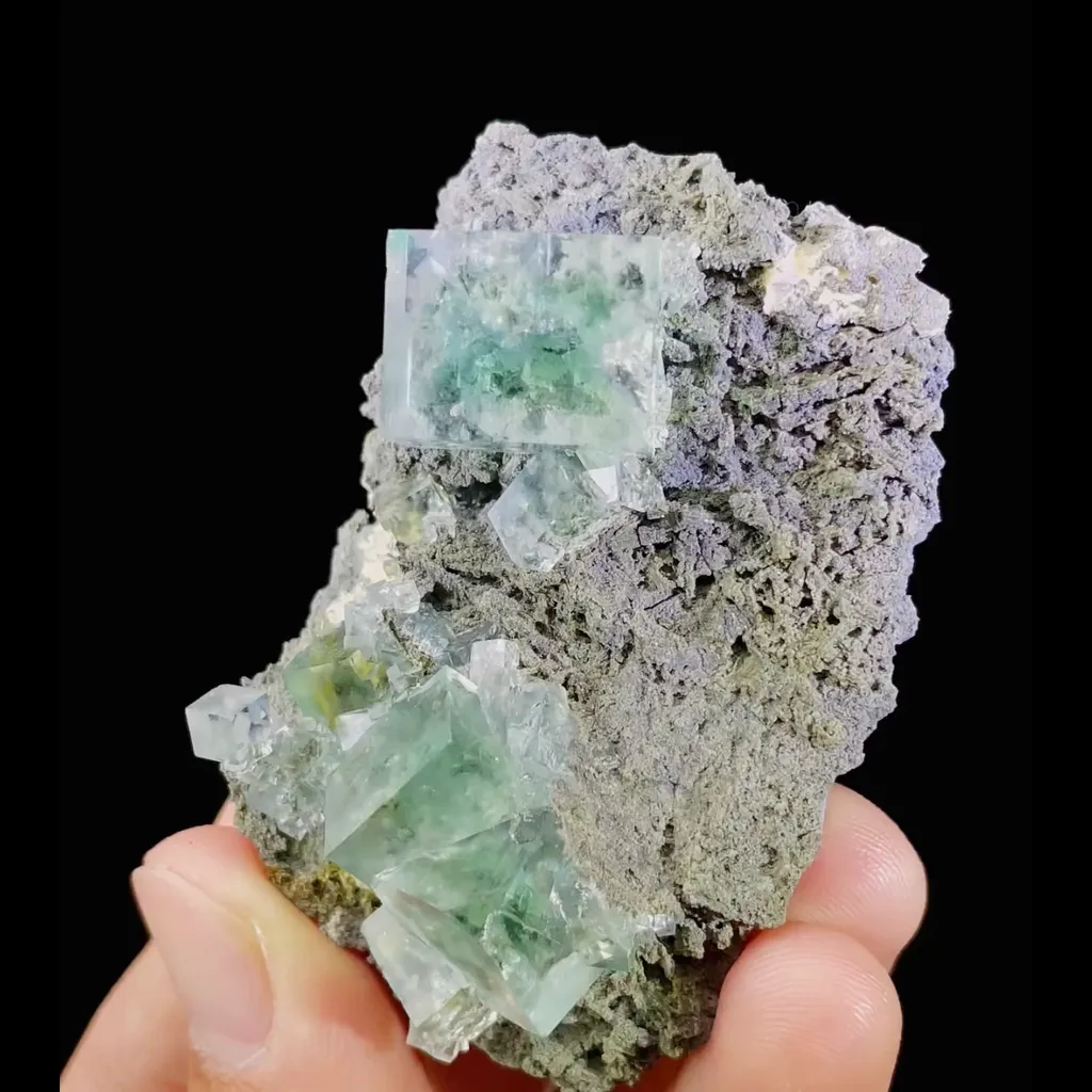 Natural Green Transparent Cubic Fluorite comes from Zhejiang,China 60*25*40MM image