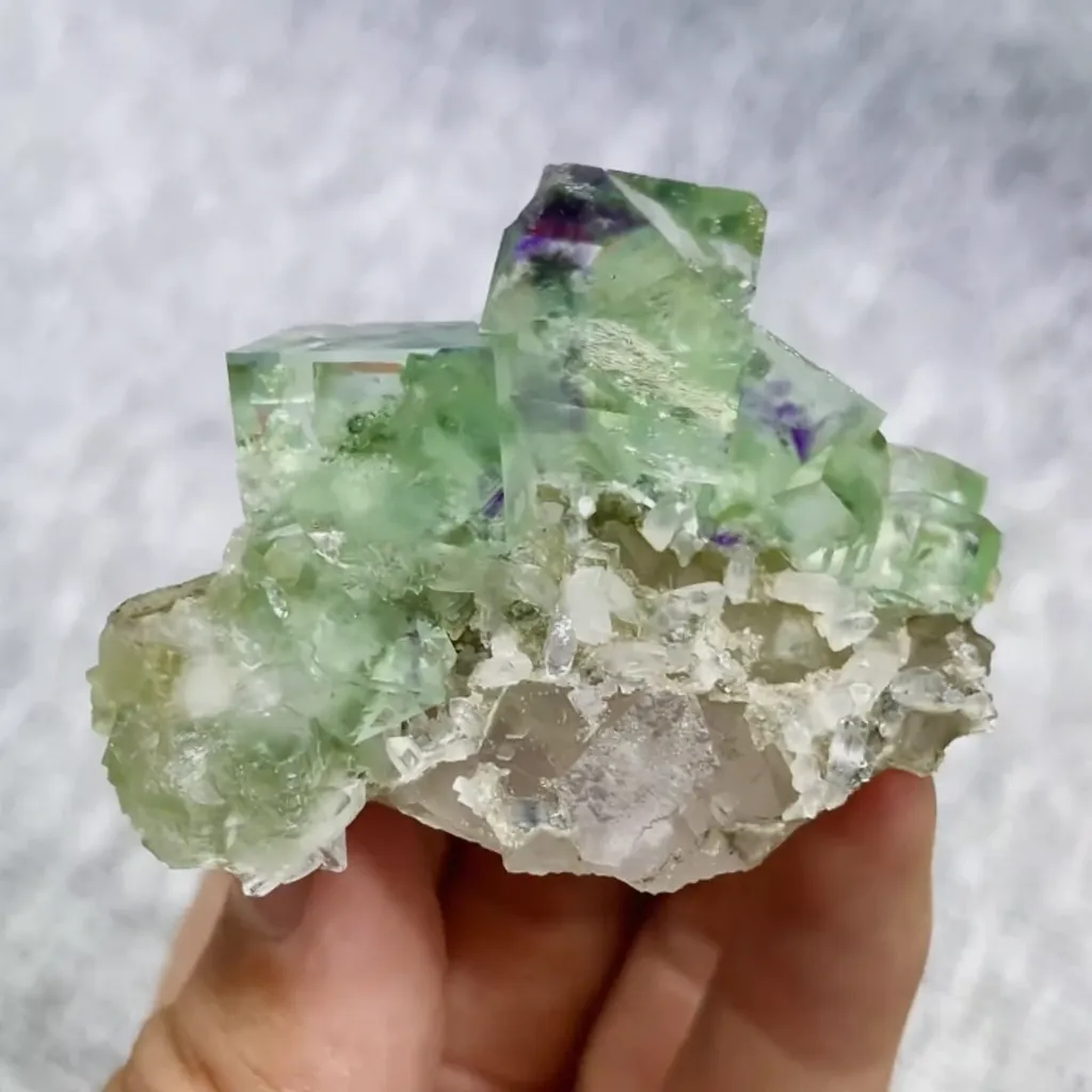 Natural Green Transparent Cubic Fluorite comes from Zhejiang,China 60*40*30MM - image 7