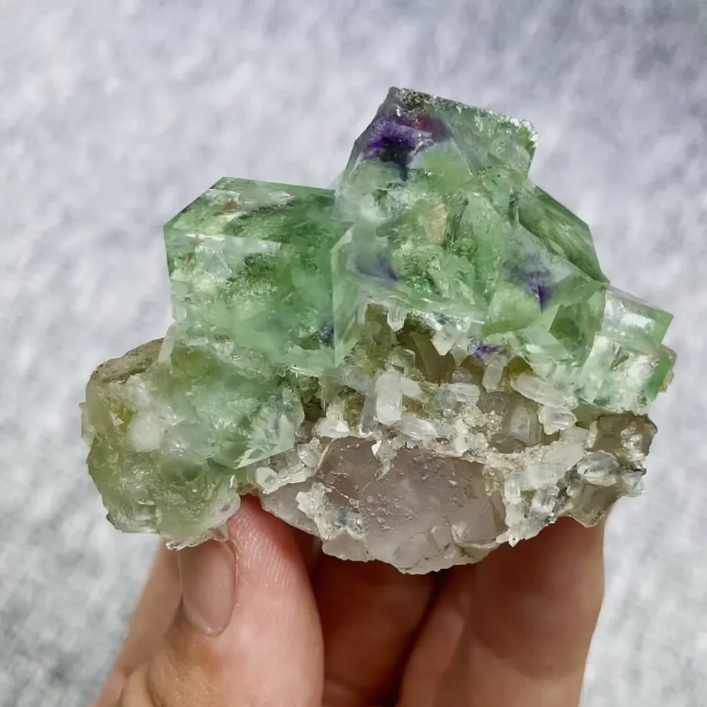 Natural Green Transparent Cubic Fluorite comes from Zhejiang,China 60*40*30MM image