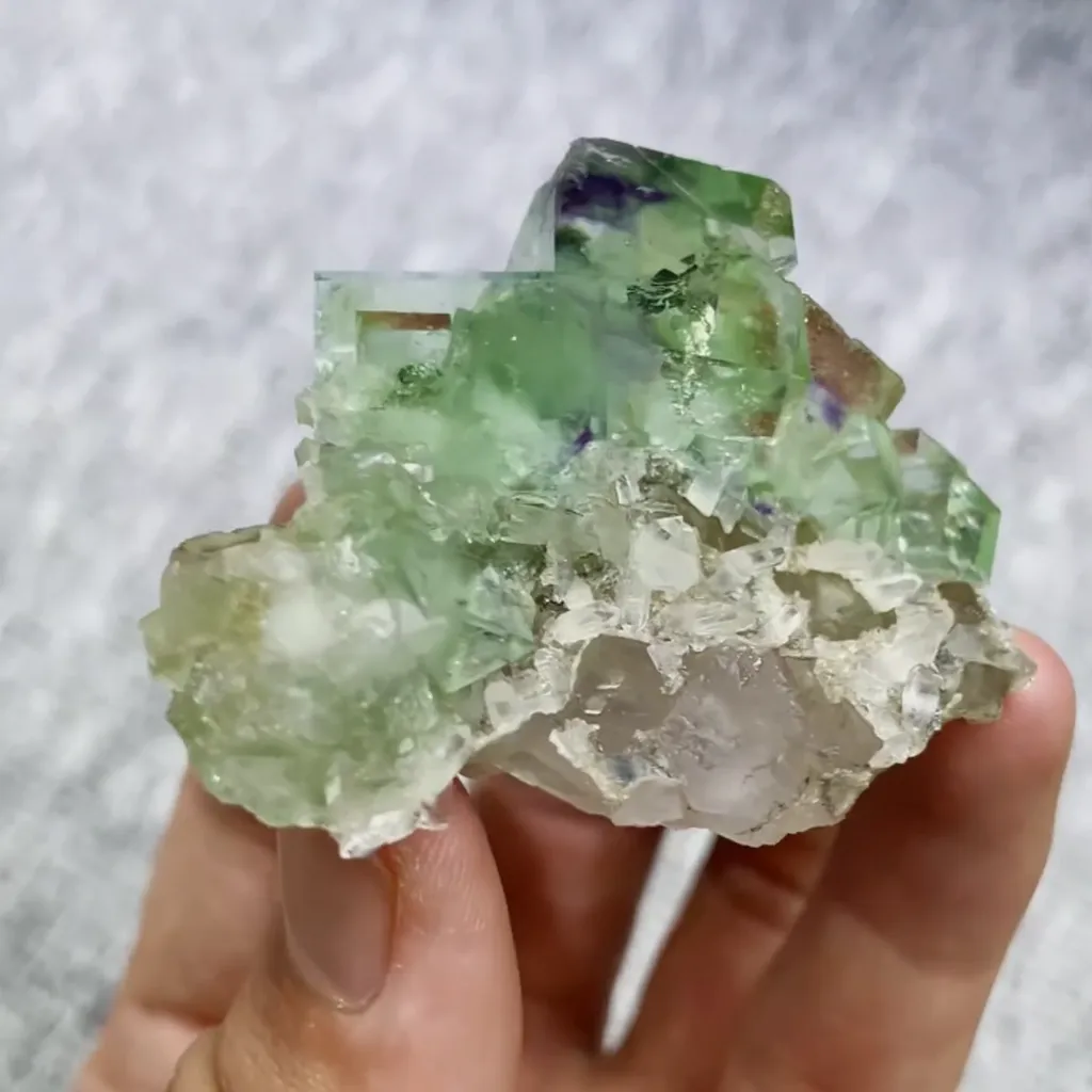 Natural Green Transparent Cubic Fluorite comes from Zhejiang,China 60*40*30MM - image 3